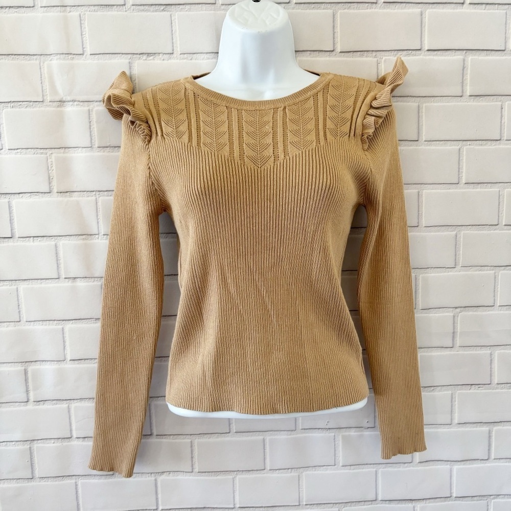 Haute Monde ribbed ruffle sleeve sweater Size M